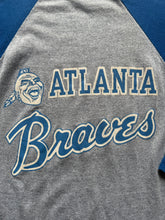 Load image into Gallery viewer, Atlanta Braves 80s 3/4 Sleeve Faded Tag Single Stitch S/M 17x26

