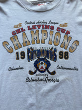 Load image into Gallery viewer, Columbus Cottonmouths 1998 CHL Levins Cup Champions Autographed Hanes Tag Sz XL 22x28
