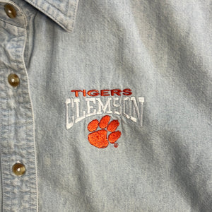 Clemson Tigers Denim Button Up Short Sleeve Size Small