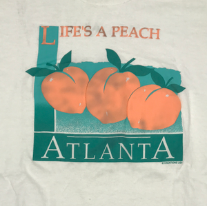 Life’s A Peach Atlanta Graphic Puffy Print Fruit of the Loom Tagged Size Medium